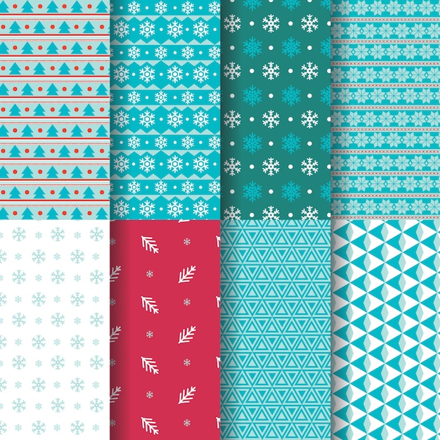 Winter sneeuwvlokken kerst patroon Premium Vector