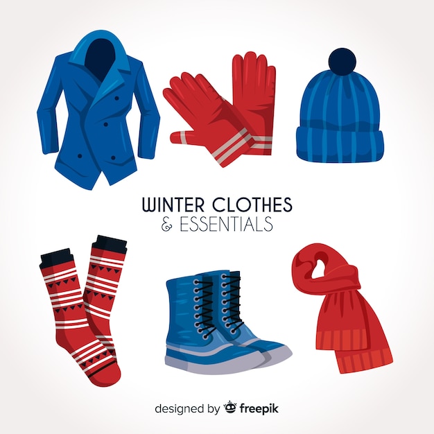 Winterkleding & benodigdheden Gratis Vector