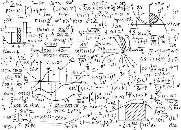 Wiskunde Onderwijs Patroon Met Handgeschreven Formules Premium Vector