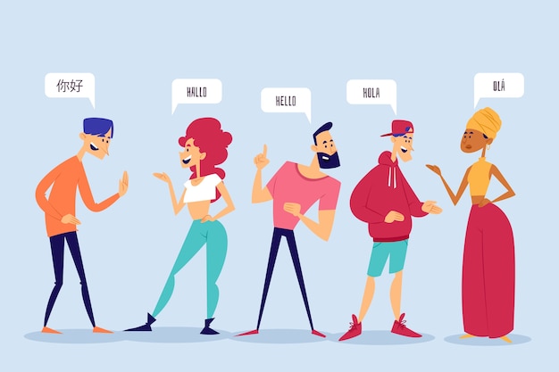 Woorden in andere talen die door verschillende mensen worden begrepen Gratis Vector