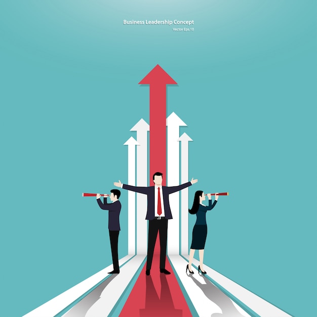 Zakelijk teamwork en pijl concept Premium Vector