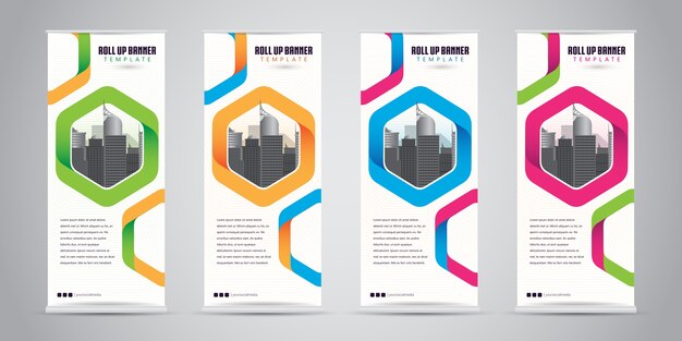 Zakelijke roll-up banner standee design Premium Vector