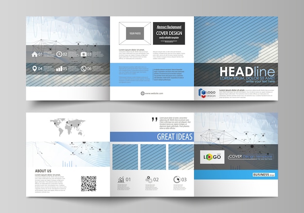 Zakelijke sjablonen voor brochures met een drievoudig ontwerp. Premium Vector