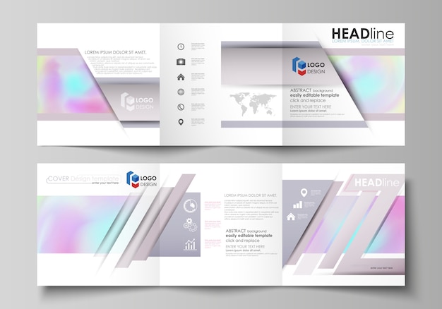 Zakelijke sjablonen voor brochures met een drievoudig ontwerp Premium Vector