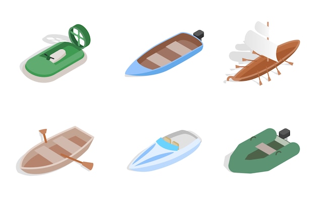 Zee boot pictogram ingesteld op witte achtergrond Premium Vector