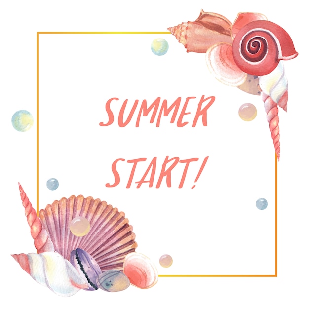 Zeeschelp zeeleven zomerverkeer op het strand Gratis Vector