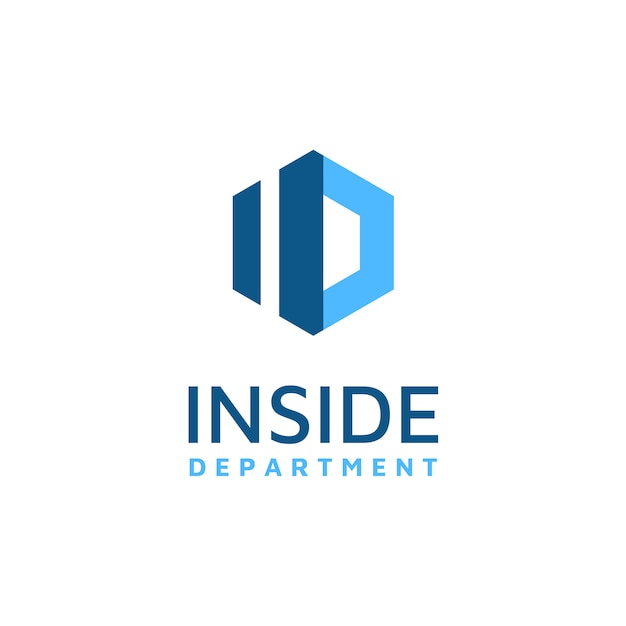 Zeshoek met initialen i en d-logo ontwerp Premium Vector