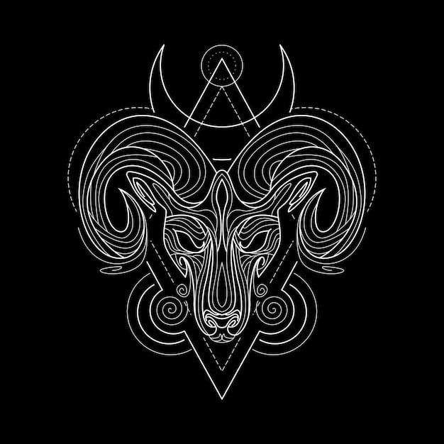 Zodiac aries geometri style Premium Vector