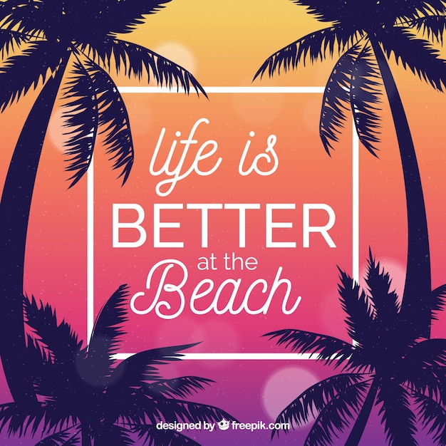 Zomer achtergrond met citaat Gratis Vector