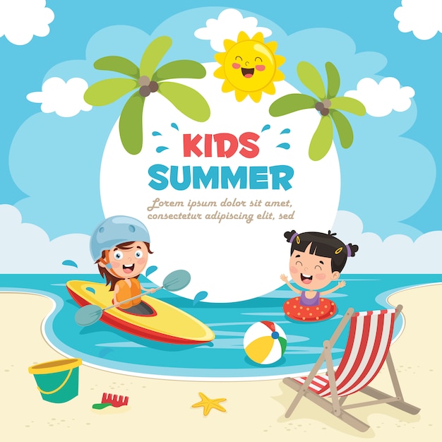 Zomer kinderen Premium Vector
