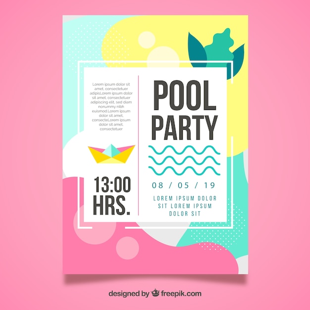 Zomer partij poster sjabloon met platte ontwerp Gratis Vector Zomer partij poster sjabloon met platte ontwerp Gratis Vector
