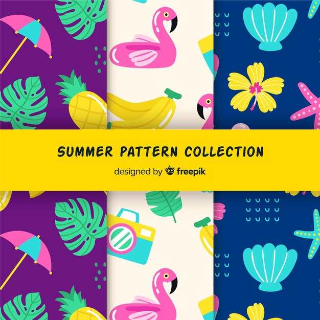 Zomer patroon collectie Gratis Vector
