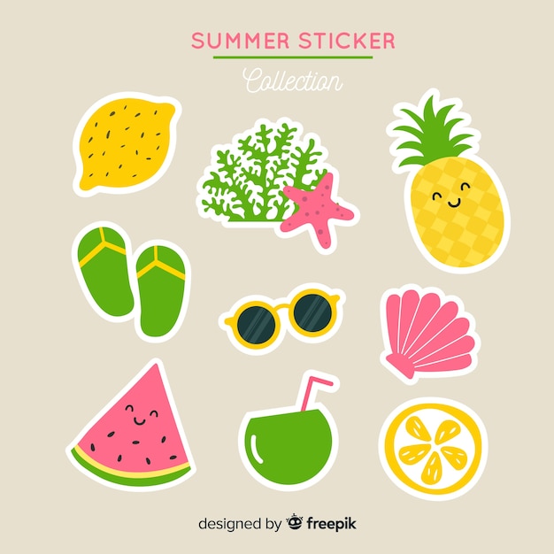 Zomer Sticker Collectie Premium Vector