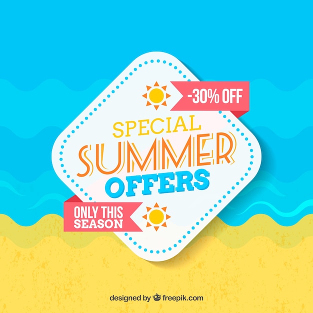 Zomer verkoop achtergrond in platte ontwerp Gratis Vector
