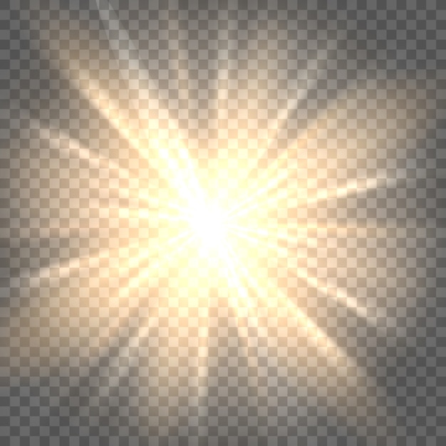 Zonnestralen op transparante achtergrond Premium Vector