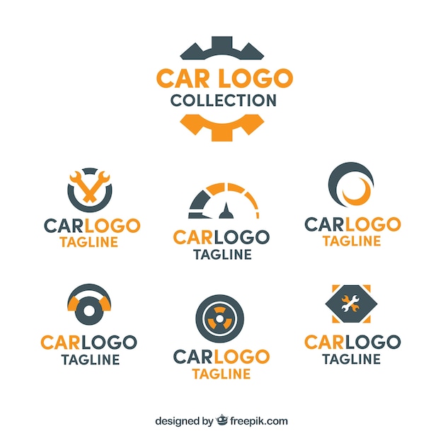 Zwart En Oranje Auto Logo Collectie Gratis Vector