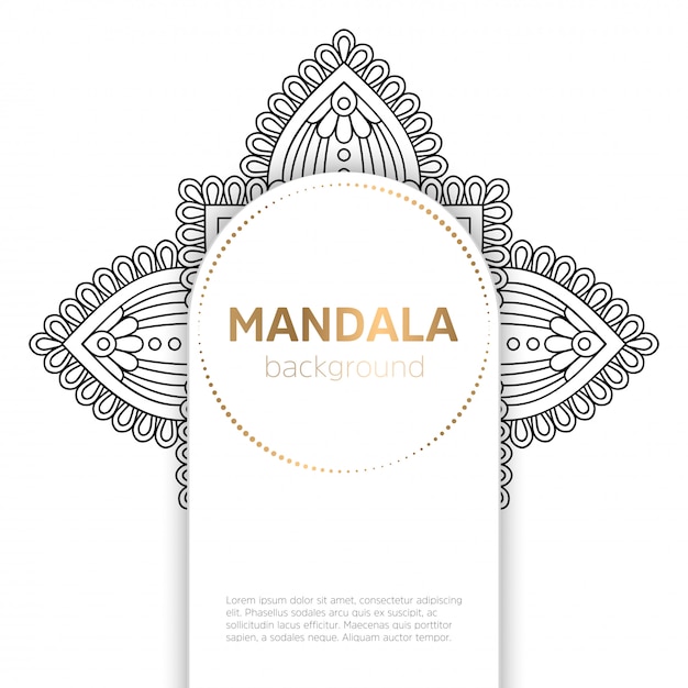 Zwart-wit mandala sjabloon achtergrond Gratis Vector