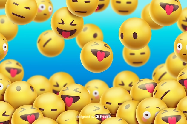 Zwevend emoji's realistisch ontwerp als achtergrond Gratis Vector